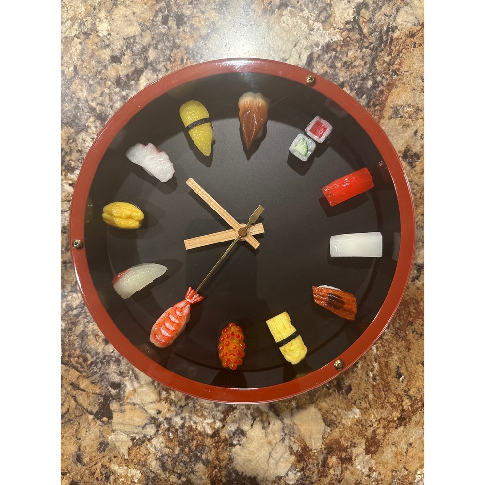 Japanese Sushi Wall Clock 3D Realistic Food Miniature Novelty Kitchen Decor SKP